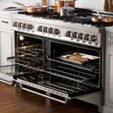 ZLINE 5-Piece Appliance Package - 60-Inch Dual Fuel Range, Refrigerator, Convertible Wall Mount Hood, Microwave Drawer, and 3-Rack Dishwasher in Stainless Steel (5KPR-RARH60-MWDWV)
