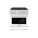 ZLINE 30-Inch 4.2 cu. ft. Paramount Dual Fuel Range with 4 Burner DuoPro™ Cooktop and Electric Convection Oven with White Matte Door (PSDR-WM-30)