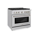 ZLINE Appliance Package - 36-Inch Gas Range, Range Hood, Microwave Drawer, Tall Tub Dishwasher and Wine Cooler in Stainless Steel (5KP-SGRRH36-MWDWV-RWV)
