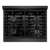 ZLINE Autograph 30-Inch 4.2 Cu. Ft. Paramount Gas Range with 4 Burner Cooktop in Black Satin and Champagne Accents (SGRBSZ-30-CB)