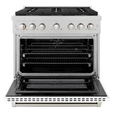 ZLINE 36-Inch 5.2 cu. ft. Paramount Dual Fuel Range with 6 Burner DuoPro™ Cooktop and Electric Convection Oven in Satin Stainless Steel with White Matte Door (PSDRS-WM-36)