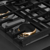 ZLINE Autograph 30-Inch Paramount Gas Rangetop with 4 Burners and Porcelain Cooktop in Black Satin and Champagne Bronze Accents (SRTBSZ-30-CB)