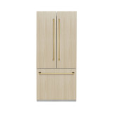 ZLINE Autograph Edition 36-Inch 19.6 cu. ft. Panel Ready French Door Built-In Bottom Freezer Refrigerator with Water Dispenser and Ice Maker with Stainless Steel Interior and Polished Gold Accents (SRBIVZ-36-G)