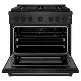 ZLINE 36-Inch 5.2 Cu. Ft. Paramount Gas Range with 6 Burner Cooktop and Convection Gas Oven in Black Satin (SGRBS-36)