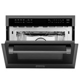 ZLINE 5-Piece Appliance Package - 36-Inch Dual Fuel Range, Refrigerator with Water Dispenser, Convertible Wall Mount Hood, Microwave Oven, and 3-Rack Dishwasher in Black Stainless Steel