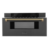 ZLINE Autograph 30-Inch Microwave Drawer in Black Stainless Steel and Champagne Bronze Helix Handle (MWDZ-30-BS-KCB)
