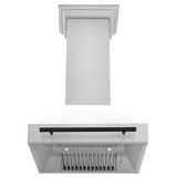 ZLINE Autograph Edition 3-Piece Appliance Package - 30" Gas Range, Wall Mounted Range Hood, &amp; 24" Tall Tub Dishwasher in Stainless Steel and White Door with Matte Black Trim (3AKP-SGRWMRHDWM30-MB)