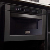 ZLINE 5-Piece Appliance Package - 30-Inch Gas Range, Refrigerator, Convertible Wall Mount Hood, Microwave Drawer, and 3-Rack Dishwasher in Black Stainless Steel (5KPR-SGRBRH-MWDWV)