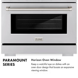 ZLINE Autograph Edition 30-Inch 4.2 cu. ft. Paramount Dual Fuel Range with 4 Burner DuoPro™ Cooktop and Electric Convection Oven in Satin Stainless Steel with White Matte Door and Polished Gold Accents (PSDRSZ-WM-30-G)