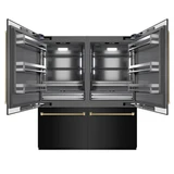 ZLINE Autograph 72-Inch Black Stainless Steel Built-In Refrigerator w/ Gray Interior & Bronze Helix Handles (GRBITZ-BS72-KCB)