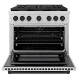 ZLINE Autograph Edition 36-Inch 5.2 cu. ft. Paramount Dual Fuel Range with 6 Burner DuoPro™ Cooktop and Electric Convection Oven in Stainless Steel and Matte Black Accents (PSDRZ-36-MB)
