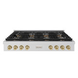 ZLINE Autograph Edition 48-Inch Paramount Gas Rangetop with 8 Burner DuoPro™ Cooktop in Stainless Steel and Champagne Bronze Accents (PSRTZ-48-CB)