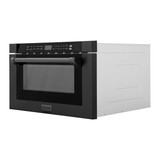 ZLINE 5-Piece Appliance Package - 36-Inch Dual Fuel Range, Hood, Refrigerator, Dishwasher, and Microwave Drawer in Black Stainless Steel
