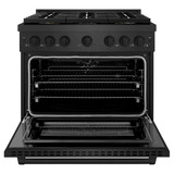 ZLINE 36-Inch 5.2 Cu. Ft. Paramount Dual Fuel Range with 6 Burner DuoPro Cooktop in Black Satin Stainless Steel (PSDRBS-36)