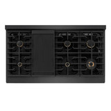ZLINE Autograph 48-Inch 6.7 Cu. Ft. Paramount Double Oven Gas Range with 8 Burner Cooktop in Black Satin and Champagne Accents (SGRBSZ-48-CB)