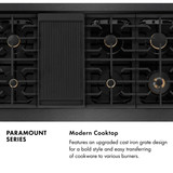 ZLINE Autograph 48-Inch 6.7 Cu. Ft. Paramount Double Oven Gas Range with 8 Burner Cooktop in Black Satin and Champagne Accents (SGRBSZ-48-CB)