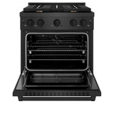 ZLINE 30-Inch 4.2 Cu. Ft. Paramount Dual Fuel Range with Gas Cooktop in Black Satin Stainless Steel with 4 Brass Burners (SDRBS-BR-30)