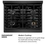ZLINE 30-Inch 4.2 Cu. Ft. Paramount Dual Fuel Range with Gas Cooktop in Black Satin Stainless Steel with 4 Brass Burners (SDRBS-BR-30)