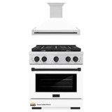 ZLINE Autograph Edition 2-Piece Appliance Package - 30-Inch Gas Range and Wall Mounted Range Hood in Stainless Steel and White Door with Matte Black Trim (2AKP-SGRWMRH30-MB)