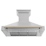 ZLINE Autograph Edition 2-Piece Appliance Package - 48-Inch Gas Range & Wall Mounted Range Hood in Satin Stainless Steel with Champagne Bronze Trim (2AKPR-SGRSRH48-CB)