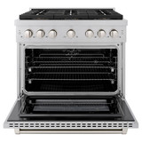ZLINE 36-Inch 5.2 cu. ft. Paramount Dual Fuel Range with 6 Burner DuoPro™ Cooktop and Electric Convection Oven in Satin Stainless Steel (PSDRS-36)