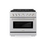 ZLINE 36-Inch 5.2 cu. ft. Paramount Dual Fuel Range with 6 Burner DuoPro™ Cooktop and Electric Convection Oven in Satin Stainless Steel (PSDRS-36)