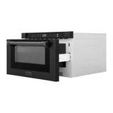 ZLINE 5-Piece Appliance Package - 36-Inch Gas Range, Hood, Refrigerator, Dishwasher, and Microwave Drawer in Black Stainless Steel