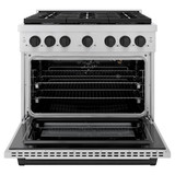 ZLINE Autograph Edition 3-Piece Appliance Package - 36-Inch Gas Range, Wall Mounted Range Hood, & 24-Inch Tall Tub Dishwasher in Stainless Steel with Matte Black Trim (3AKP-SGRRHDWM36-MB)