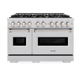 ZLINE 5-Piece Appliance Package - 48-Inch Dual Fuel Range, Hood, Refrigerator, Dishwasher, and Microwave Drawer in Stainless Steel