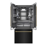 ZLINE Autograph 36-Inch Black Stainless Steel French Door Refrigerator w/ Gray Interior & Gold Helix Handles (GRBIVZ-BS36KG)