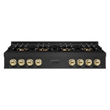 ZLINE Autograph Edition 48-Inch Classic Gas Rangetop with 8 Burner DuoPro™ Cooktop in Black Stainless Steel and Polished Gold Accents (PCRTBZ-48-G)