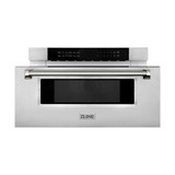 ZLINE Autograph 30-Inch Microwave Drawer in Stainless Steel and Polished Nickel Helix Handle (MWDZ-30-KPN)