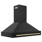 ZLINE Autograph Edition 2-Piece Appliance Package - 48-Inch Dual Fuel Range & Wall Mounted Range Hood in Black Stainless Steel with Gold Trim (2AKP-RABRH48-G)