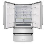 ZLINE 4-Piece Appliance Package - 30-Inch Paramount Induction Range, Wall Mount Range Hood, 36-Inch French Door Refrigerator, and Dishwasher in Stainless Steel