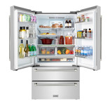 ZLINE Autograph 36-Inch Counter-Depth Refrigerator in Stainless Steel and Nickel Helix Handles (RFMZ-36-KPN)