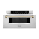 ZLINE Autograph 30-Inch Microwave Drawer in Stainless Steel and Champagne Bronze Helix Handle (MWDZ-30-KCB)