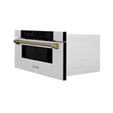 ZLINE Autograph 30-Inch Microwave Drawer in Stainless Steel and Champagne Bronze Helix Handle (MWDZ-30-KCB)