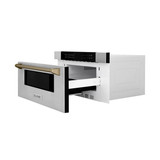 ZLINE Autograph 30-Inch Microwave Drawer in Stainless Steel and Champagne Bronze Helix Handle (MWDZ-30-KCB)