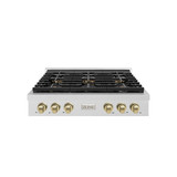 ZLINE Autograph Edition 36-Inch Paramount Gas Rangetop with 6 Burner DuoPro™ Cooktop in Satin Stainless Steel and Champagne Bronze Accents (PSRTSZ-36-CB)