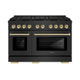 ZLINE Autograph Edition 48-Inch 6.7 cu. ft. Paramount Dual Fuel Range with 8 Burner DuoPro™ Cooktop and Dual Ovens in Black Stainless Steel and Polished Gold Accents (PSDRBZ-48-G)