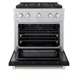 ZLINE 30-Inch 4.2 cu. ft. Paramount Dual Fuel Range with 4 Burner DuoPro™ Cooktop and Electric Convection Oven in Satin Stainless Steel with Black Matte Door (PSDRS-BLM-30)