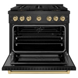 ZLINE Autograph 36-Inch 5.2 Cu. Ft. Paramount Dual Fuel Range with 6 Burner DuoPro Cooktop in Black Satin and Champagne Accents (PSDRBSZ-36-CB)