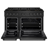 ZLINE 48-Inch 6.7 cu. ft. Paramount Gas Range with 8 Burner DuoPro™ Cooktop and Dual Ovens in Black Stainless Steel (PSGRB-48)