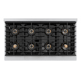 ZLINE Autograph Edition 48-Inch 6.7 cu. ft. Paramount Gas Range with 8 Burner DuoPro™ Cooktop and Dual Ovens in Satin Stainless Steel and Polished Gold Accents (PSGRSZ-48-G)