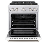 ZLINE 30-Inch 4.2 cu. ft. Paramount Gas Range with 4 Burner DuoPro™ Cooktop and Convection Gas Oven with White Matte Door (PSGR-WM-30)