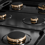 ZLINE 36-Inch Paramount Gas Rangetop with 6 Brass Burners and Porcelain Cooktop in Black Satin Stainless Steel (SRTBS-BR-36)