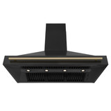 ZLINE Autograph Edition 4-Piece Appliance Package - 48-Inch Dual Fuel Range, Refrigerator, Wall Mounted Range Hood, & 24-Inch Tall Tub Dishwasher in Black Stainless Steel with Champagne Bronze Trim (4AKPR-RABRHDWV48-CB)
