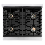 ZLINE Autograph Edition 30-Inch 4.2 cu. ft. Paramount Gas Range with 4 Burner DuoPro™ Cooktop and Convection Gas Oven in Stainless Steel with White Matte Door and Champagne Bronze Accents (PSGRZ-WM-30-CB)
