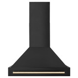 ZLINE Autograph Edition 3-Piece Appliance Package - 36-Inch Dual Fuel Range, Wall Mounted Range Hood, & 24-Inch Tall Tub Dishwasher in Black Stainless Steel with Gold Trim (3AKP-RABRHDWV36-G)