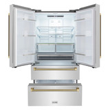 ZLINE Autograph 36-Inch Counter-Depth Refrigerator in Stainless Steel and Bronze Helix Handles (RFMZ-36-KCB)